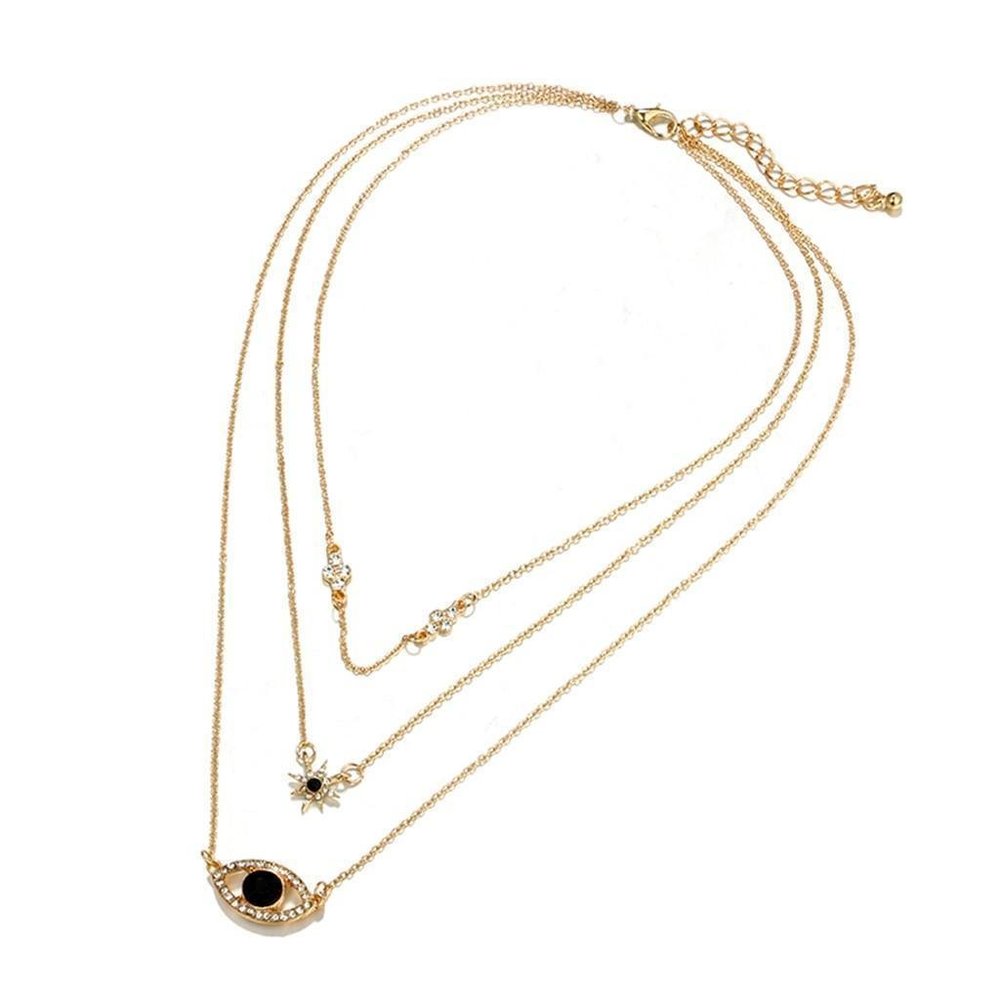 Evil Eye Lucky Turkish Pendant Multi-layer Necklace Chain Choker - Picture 6 of 6